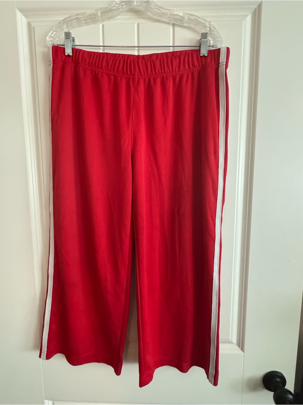Women’s red Athletic Track Pants with White Stripes